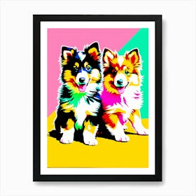 Shetland Sheepdog Pups , This Contemporary art brings POP Art and Flat Vector Art Together, Colorful Art, Animal Art, Home Decor, Kids Room Decor, Puppy Bank - 94th Art Print