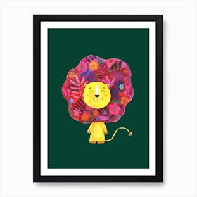 Roar Little Lion Green Art Print