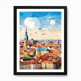 Munich, Germany, Geometric Illustration 2 Art Print