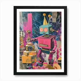 Retro Robot Kitsch Birthday Party 4 Art Print