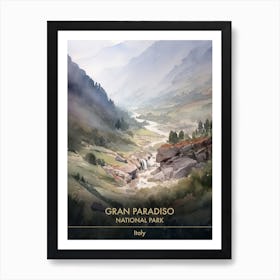 Gran Paradiso National Park Italy Watercolour 1 Art Print