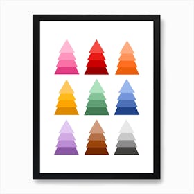 Christmas Tree Multi Rainbow Colours Bright Art Print