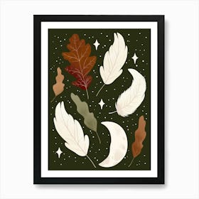 Autumn Leaves And Feathers Art Print