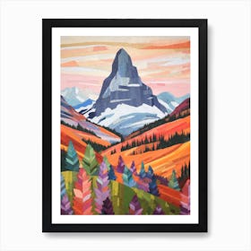 Mount Assiniboine Canada 2 Colourful Mountain Illustration Art Print