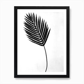 White black palm leaf Art Print