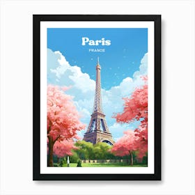 Paris France Spring Modern Travel Illustration Art Print