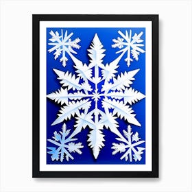 Unique, Snowflakes, Blue & White Illustration Art Print