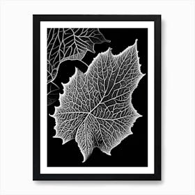 Mulberry Leaf Linocut 3 Art Print