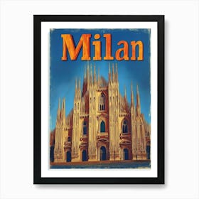 Aihrgdesign A Vintage Travel Poster Of Milan 3 Art Print