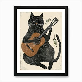 Cat Playing Guitar 2 Art Print