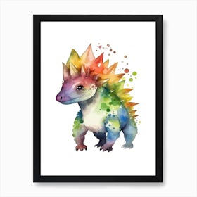 Stegosaurus Cute Dinosaur Watercolour 4 Art Print