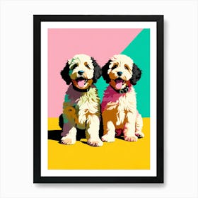 Portuguese Water Dog Pups, This Contemporary art brings POP Art and Flat Vector Art Together, Colorful Art, Animal Art, Home Decor, Kids Room Decor, Puppy Bank - 122nd Art Print