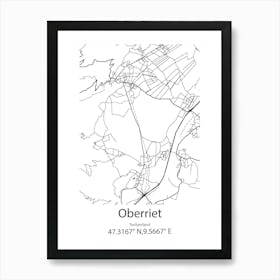 Oberriet,Switzerland Minimalist Map Art Print