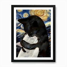 Starry Night Cat Art Print