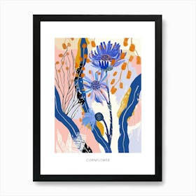 Colourful Flower Illustration Poster Cornflower 3 Art Print