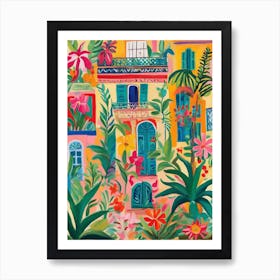 Colorful Tropical House facade whit plants Art Print