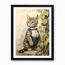 Storybook Animal Watercolour Bobcat 1 Art Print
