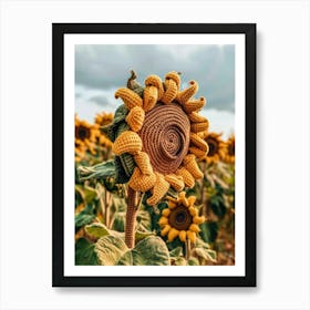 Sunflower Knitted In Crochet 1 Art Print
