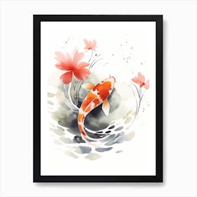 Japanese Koi Fish Sumi-e 1 Art Print