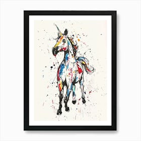 Paint Splash Rainbow Unicorn 3 Art Print