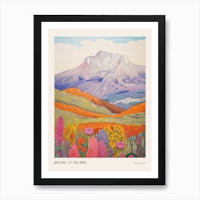 Mount St Helens United States 2 Colourful Mountain Illustration Poster Art Print