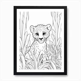 Line Art Jungle Animal Cheetah 1 Art Print