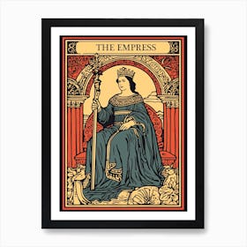The Empress Tarot Card, Vintage 1 Art Print