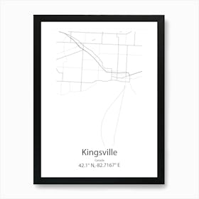 Kingsville,Canada Minimalist Map Art Print