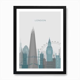 Blue And Grey London Skyline Art Print