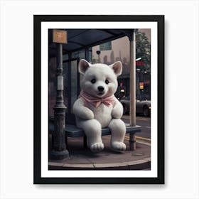 Polar Bear Sitting On A Bus Poster