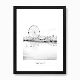 Navy Pier, Chicago B&W Poster Art Print