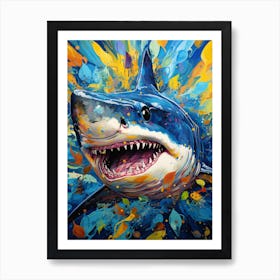  A Blue Shark Vibrant Paint Splash 1 Art Print