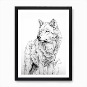Arctic Wolf Line Drawing 4 Art Print