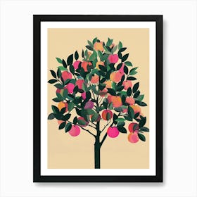 Apple Tree Colourful Illustration 1 Art Print