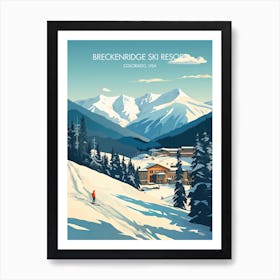 Poster Of Breckenridge Ski Resort   Colorado, Usa, Ski Resort Illustration 3 Art Print