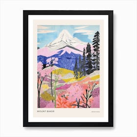 Mount Baker United States 3 Colourful Mountain Illustration Poster Art Print