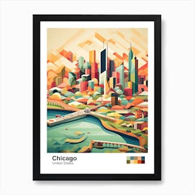 Chicago, Usa, Geometric Illustration 4 Poster Art Print
