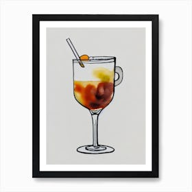Espresso MCocktail Poster artini 2 Minimal Line Drawing With Watercolour Cocktail Poster Art Print