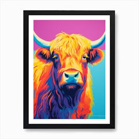 Colour Pop Highland Cow 4 Art Print