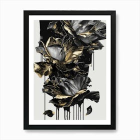 Black And Gold Roses Art Print