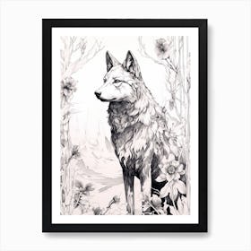 Indian Wolf Vintage Painting 3 Art Print