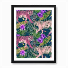 Tiger And Flowers Art Print