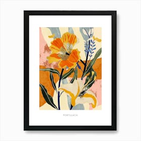 Colourful Flower Illustration Poster Portulaca 4 Art Print