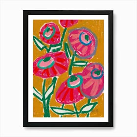 Dahlias, pink Art Print