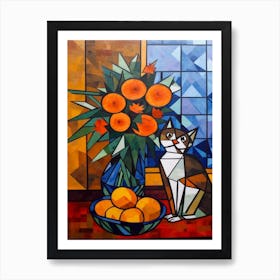 Aster With A Cat 3 Cubism Picasso Style Art Print