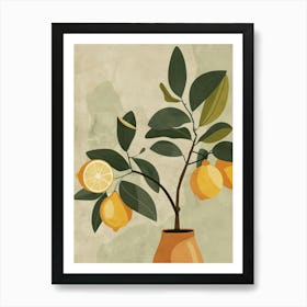 Lemon Tree Minimal Japandi Illustration 3 Art Print