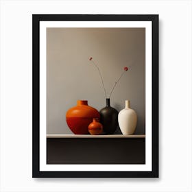 Three Vases On A Shelf Art Print