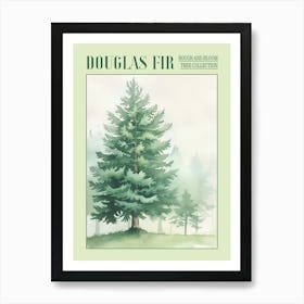 Douglas Fir Tree Atmospheric Watercolour Painting 3 Poster Art Print