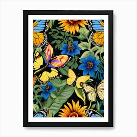 Seamless Pattern With Butterflies Art Print