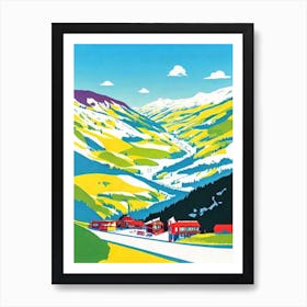 Alpe D'Huez, France Midcentury Vintage Skiing Poster Art Print